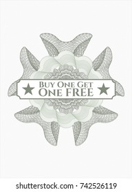 Green linear rosette with text Buy one get One Free inside
