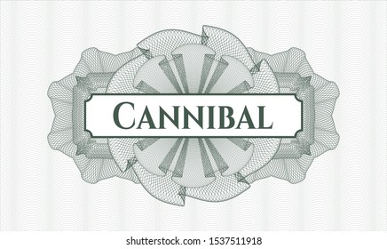 Green linear rosette with text Cannibal inside