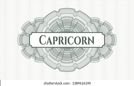 Green linear rosette with text Capricorn inside