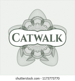 Green linear rosette with text Catwalk inside