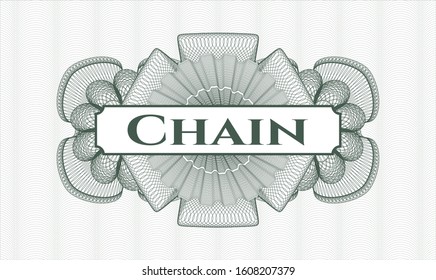 Green linear rosette with text Chain inside