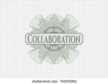 Green linear rosette with text Collaboration inside