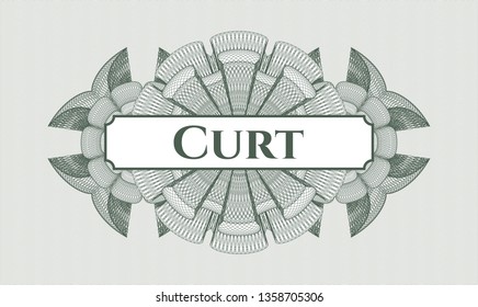 Green linear rosette with text Curt inside