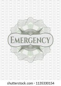 Green linear rosette with text Emergency inside