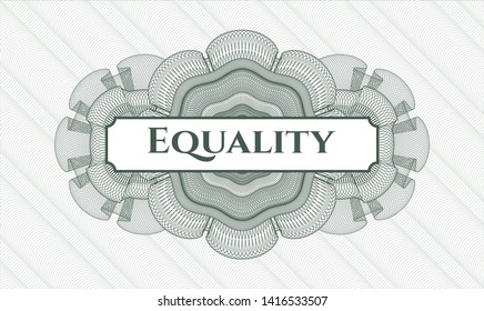 Green linear rosette with text Equality inside