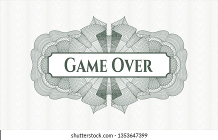 Green linear rosette with text Game Over inside