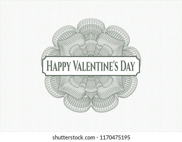 Green linear rosette with text Happy Valentine's Day inside