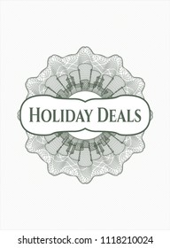 Green linear rosette with text Holiday Deals inside