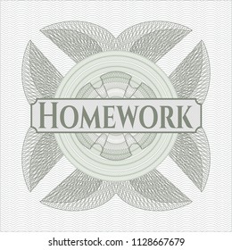 Green linear rosette with text Homework inside