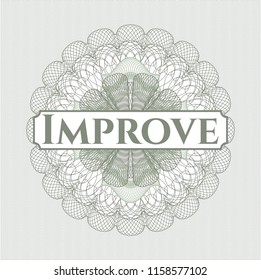 Green linear rosette with text Improve inside