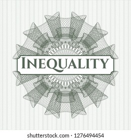 Green linear rosette with text Inequality inside
