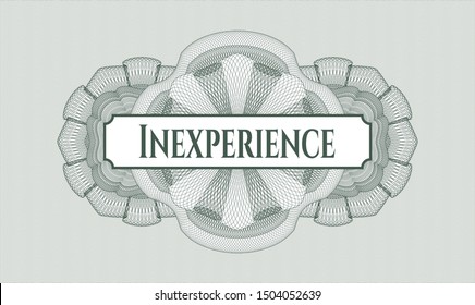 Green linear rosette with text Inexperience inside