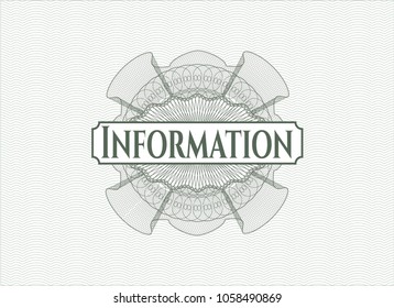   Green linear rosette with text Information inside