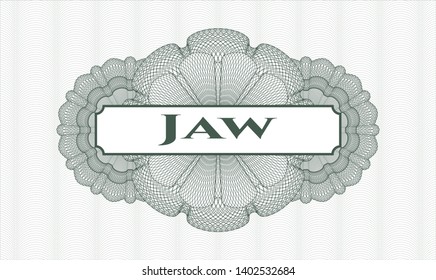 Green linear rosette with text Jaw inside