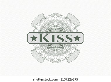 Green linear rosette with text Kiss inside