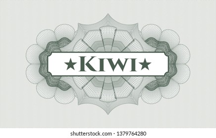 Green linear rosette with text Kiwi inside