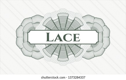 Green linear rosette with text Lace inside