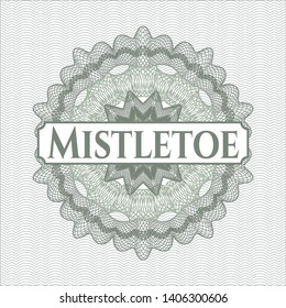 Green linear rosette with text Mistletoe inside