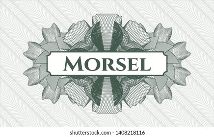 Green linear rosette with text Morsel inside