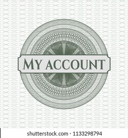 Green linear rosette with text My account inside