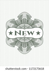 Green linear rosette with text New inside