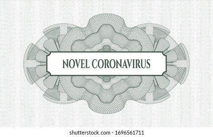 Grüne lineare Rosette mit Text Novel Coronavirus innen