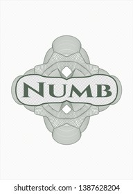 Green linear rosette with text Numb inside