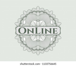 Green linear rosette with text Online inside
