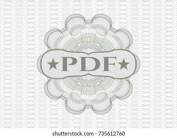 Green linear rosette with text PDF inside