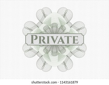 Green linear rosette with text Private inside
