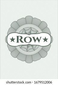 Green linear rosette with text Row inside