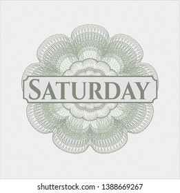 Green linear rosette with text Saturday inside