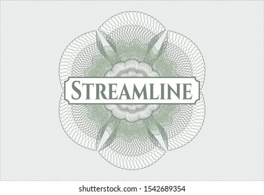 Green linear rosette with text Streamline inside