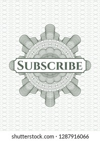 Green linear rosette with text Subscribe inside