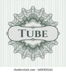 Green linear rosette with text Tube inside