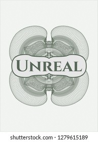 Green linear rosette with text Unreal inside