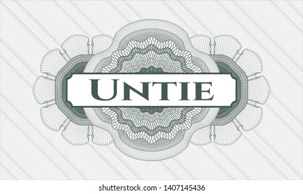 Green linear rosette with text Untie inside