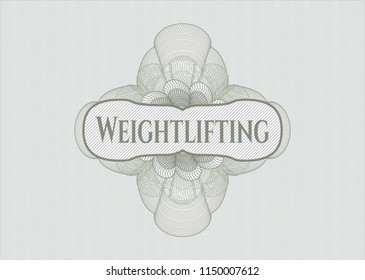 Green linear rosette with text Weightlifting inside