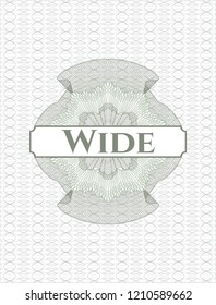 Green linear rosette with text Wide inside