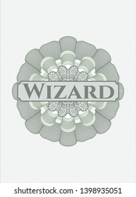 Green linear rosette with text Wizard inside