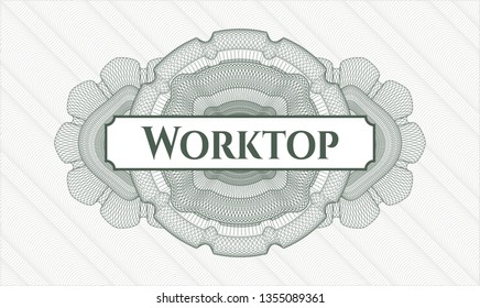 Green linear rosette with text Worktop inside