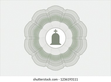 Green linear rosette with tombstone icon inside