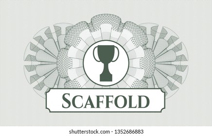 Green linear rosette with trophy icon and Scaffold text inside