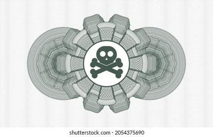 Green linear rosette. Vector Illustration. Detailed with crossbones icon inside