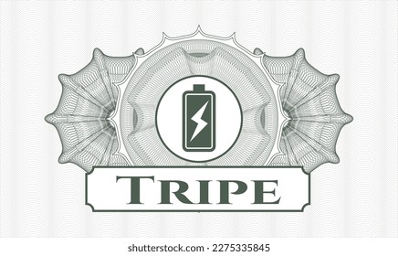Green linear rosette. Vector Illustration. Detailed with battery charging icon and Tripe text inside