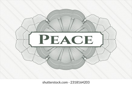 Green linear rosette. Vector Illustration. Detailed with text Peace inside