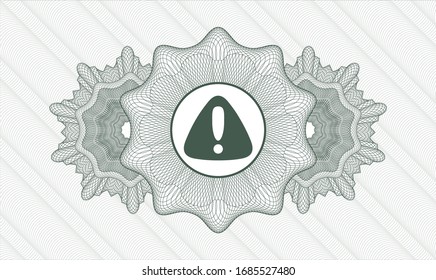 Green linear rosette with warning icon inside