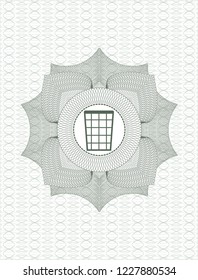 Green linear rosette with wastepaper basket icon inside