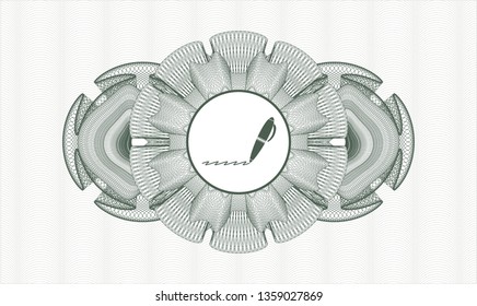 Green linear rosette with writer icon inside