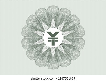 Green linear rosette with yuan icon inside